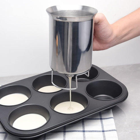 Stainless Steel Pancake Batter Dispenser, Batter Dispenser with Squeeze Handle, Professional Pancake Dispenser for Pancakes, Cupcakes, Muffins, an...