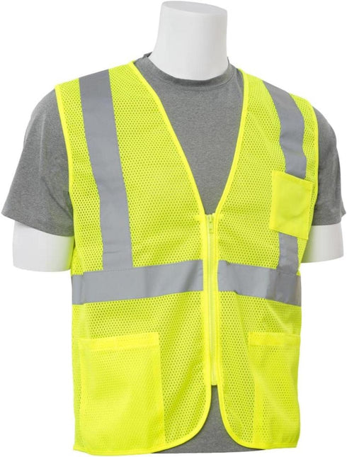 ERB Delta Plus S363P Class 2 Zipper Mesh Vest with Pockets - Hi Viz Lime / 5XL (WEL61653HL5X)...
