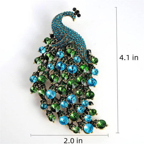 Rhinestone Peacock Brooch Pin for Women Girls Fashion Exquisite Exaggerated Big Crystal Bird Animal Brooches Lapel Pins Elegant Dress Accessories ...
