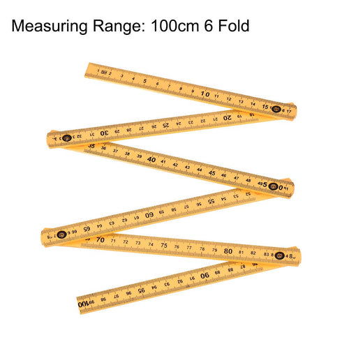uxcell Folding Ruler 100cm 6 Fold Metric Measuring Tool ABS for Woodworking Engineer Yellow...