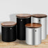Food Storage Jar Canister with Airtight Walnut Wood Lid Elegant Design Stainless Steel Canister for Tea Coffee Sugar Spice Nuts Snacks Seasonings ...