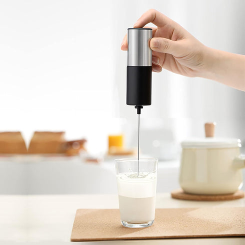 Milk frother for coffee, lattes,whisk drink mixer, Mini foamer for cappuccino, Frappe, Matcha, Hot Chocolate. Battery operated stainless foam make...