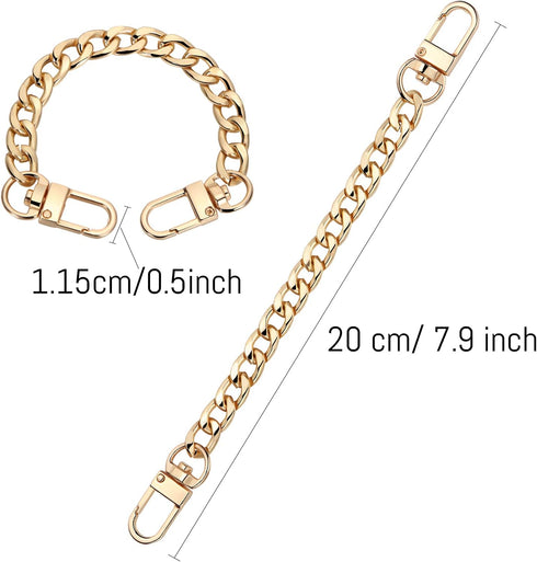 WILLBOND 4 Pcs Purse Chain Strap Mini Purse Extender Metal Flat Chain Strap Replacement for Crossbody Shoulder Bag Handbag Clutch Handles Charm(7....