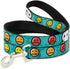Buckle-Down Pet Leash - Baymax/Mood Expressions/Baymax Scattered Turquoise - 6 Feet Long - 1.5" Wide...