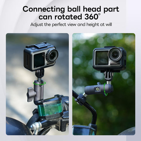 FANAUE Double Socket Arm Connects to 17mm Ball Head Adapter Only, Compatible with Garmin GPS Mount and Bike Motorcycle Phone Holder, Made of Alumi...