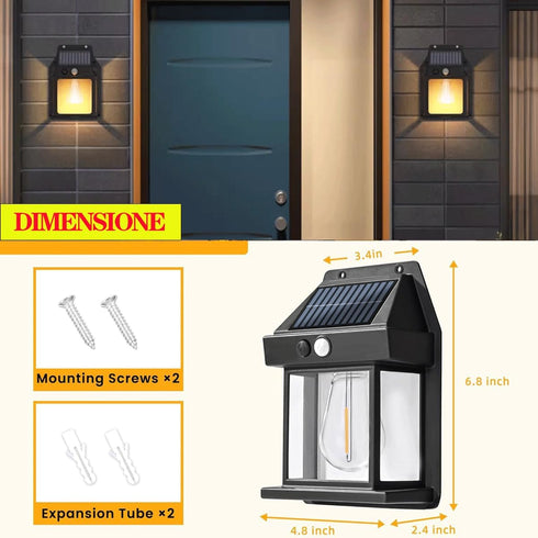 Solar Sconce Lights - Outdoor Solar Lights Porch Lightspatio Wall Light Fixture Human Body Sensor Lighting from Dusk to Dawn 3 Modes for Terraces,...