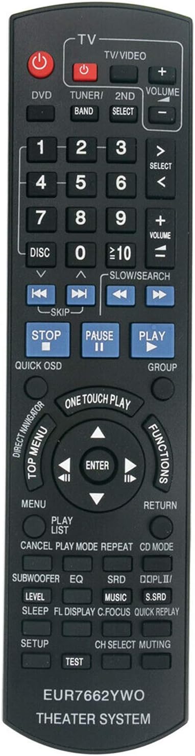 AIDITIYMI EUR7662YW0 Replacement Remote Control Compatible with Panasonic DVD Home Theater Sound System SC-PT750 SA-PT750P SA-PT750PC SC-PT753 SA-...