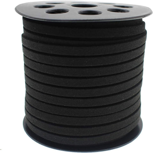 Pamir Tong Faux Suede Leather Cord String for Jewerly Making 5mm 40 Yards Black Bracelet Cord Flat Thin Leather Lace Thread for Necklace-Chocker &...