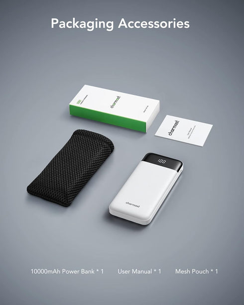 Portable Charger with Built in Cables, Portable Charger with Cords Wires Slim 10000mAh Travel Battery Pack 6 Outputs 3 Inputs 3A Fast Charging Pow...