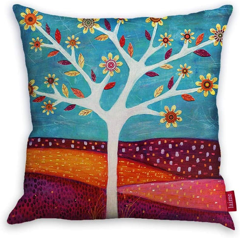 laime Throw Pillow Covers Natural Pattern Decorative Pillowcases 18x18inch (4 Pieces Set) Pillow Cases Home Car Decorative Trees and Birds...