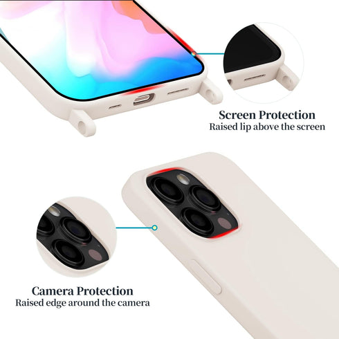 Compatible with iPhone 15 Pro Max Case with Lanyard Crossbody iPhone Case with Strap Adjustable Shockproof Drop Protection Silicone Phone Cover fo...