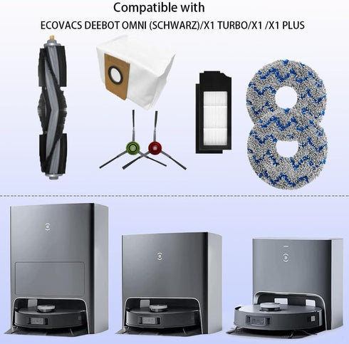 28 PCS Replacement Accessaries Kit Set for ECOVACS DEEBOT X1 Omni Turbo T10 T20 Omni T20/T20 Max/T20 ProRobot Vacuum Cleaner, 2 Main Brush, 8 Side...
