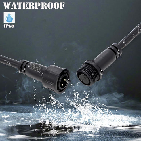 2Pin Waterproof Connector,2 Wire Male Female Plug LED Connector,with 12AWG IP68 25CM Extension Cable, for Car, Boat,Truck,Indoor/Outdoor LED Strip...