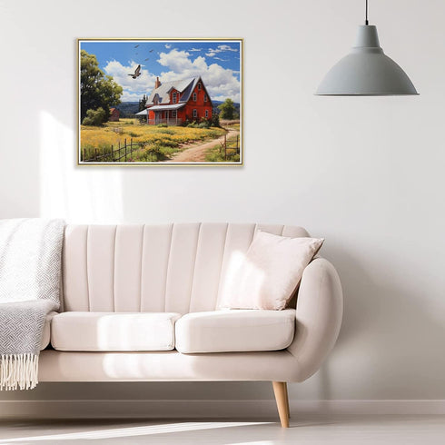 DVWIVGY 5D Diamond Painting Kits by Number for Adults Red Barn Farm House Diamond Art Full Round Drill Crystal Rhinestone Embroidery Craft Kits fo...