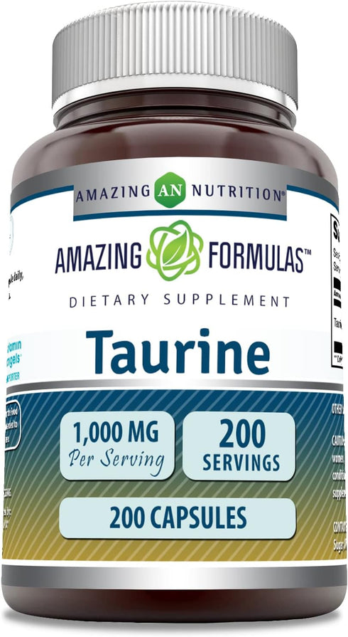 Amazing Formulas Taurine 1000 Mg per Serving 200 Capsules Amino Acid Supplement | Non-GMO | Gluten Free | Made in USA...