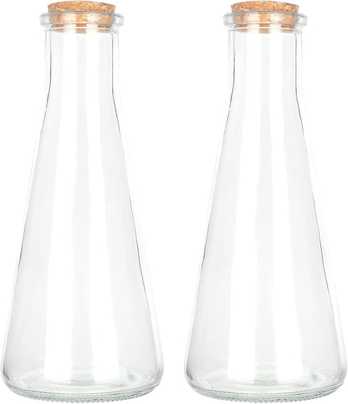 Magic Season Decorative Glass Bottles with Cork Stoppers (12 fl oz. Tapered Bottles / 2 Pcs)...