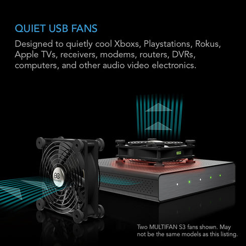 AC Infinity MULTIFAN S1, Quiet 80mm USB Fan, UL-Certified for Receiver DVR Playstation Xbox Computer Cabinet Cooling...