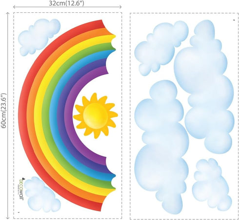 DECOWALL SG2-1713 Rainbow and Clouds Kids Wall Stickers Wall Decals Peel and Stick Removable Wall Stickers for Kids Nursery Bedroom Living Room dé...