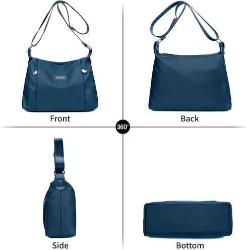 Ladies Crossbody Handbag Roomy Shoulder Bag Tote Bag Waterproof Nylon Hobo bag Multi-Pocket Messenger Bag for Women...