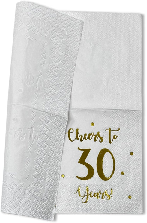 Cheers to 30 Years Cocktail Napkins | Happy 30th Birthday Decorations for Men and Women and Wedding Anniversary Party Decorations | 50-Pack 3-Ply ...