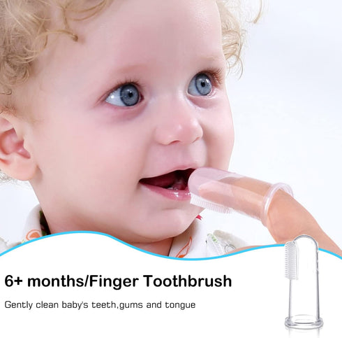 6 in 1 Baby Training Toothbrush Set - Infant to Toddler Toothbrush Oral Care Toothbrush - Food Grade Silicone,Extra Soft Bristles,Perfect for 6+,1...