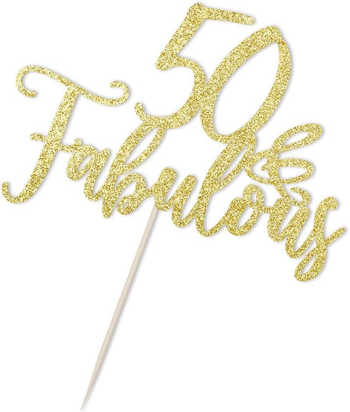 Golden 50 & Fabulous Cake Topper,50 Birthday Cake Topper?50th Birthday Party Decorations....