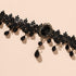 Gothic Black Lace Crystal Choker Necklace Sexy Gemstone Pendant Neck Chain Halloween Costume Jewelry for Women Girls...