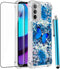 for Moto G 5G 2022 Phone Case with Tempered Glass Screen Protector, Motorola G 5G 2022 Case,Women Girls Glitter Bling Liquid Soft TPU Shockproof S...