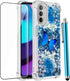 for Moto G 5G 2022 Phone Case with Tempered Glass Screen Protector, Motorola G 5G 2022 Case,Women Girls Glitter Bling Liquid Soft TPU Shockproof S...