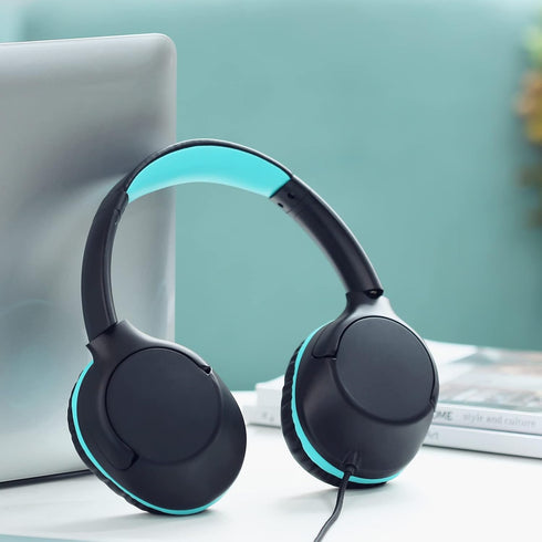 POWMEE Kids Headphones Over-Ear Headphones for Kids/Teens/School with 94dB Volume Limited Adjustable Stereo 3.5MM Jack Wire Cord for Fire Tablets/...