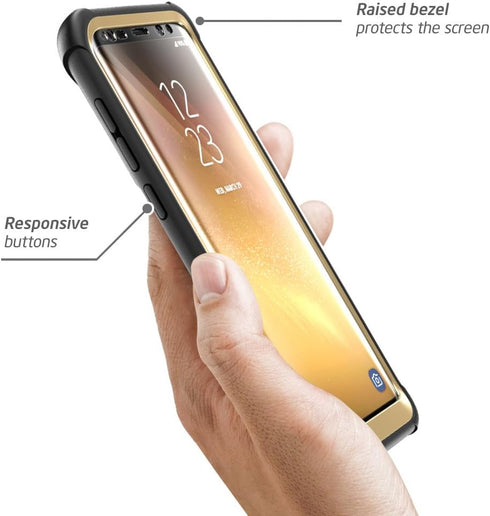 i-Blason Ares Full-Body Rugged Clear Bumper Case with Built-in Screen Protector for Samsung Galaxy S8+ Plus 2017 Release, Black/Gold...
