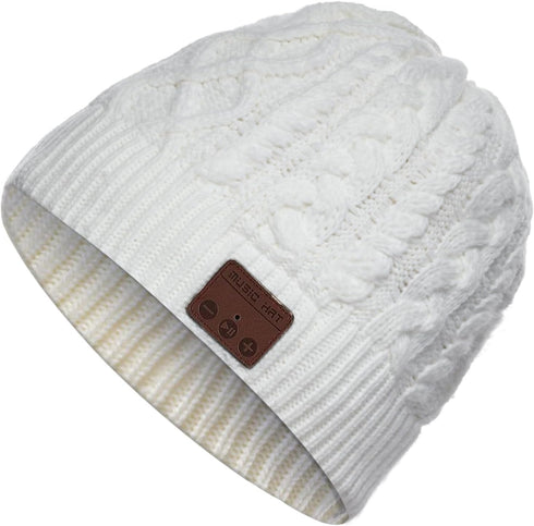 Wireless Beanie Hat Men Women Headphone Music Hat Winter Cap Stereo Headset Speaker Microphone Earphone Outdoor (White)...