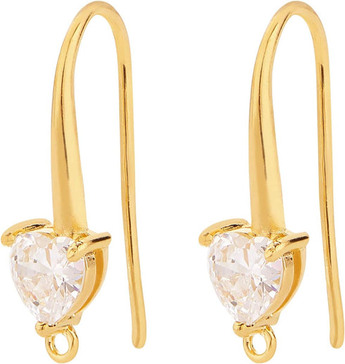BENECREAT 20PCS 18K Gold Plated Cubic Zirconia Earring Hooks Ear Wires with Dangle Loops for DIY Jewelry Making Craft...