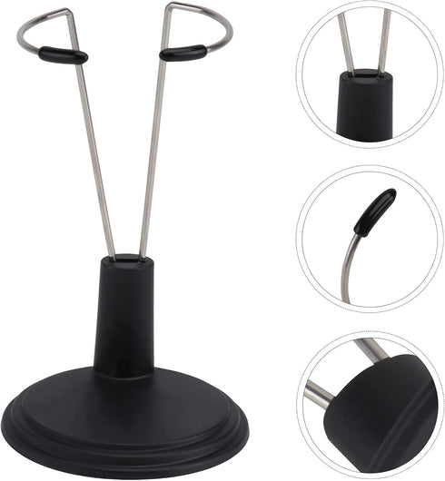PATKAW Doll Stand, 4 Pcs 5.9 Inch Portable Doll Stands Teddy Bear Stand Doll Display Case for Storage and Organization of Childrens Dolls - Black...