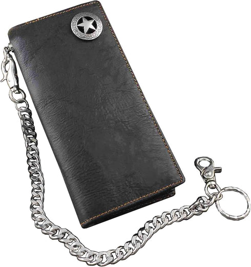 vogueteen Biker Rock Star Concho Mens Card Money Long Black Real Leahter Wallet With Chain...