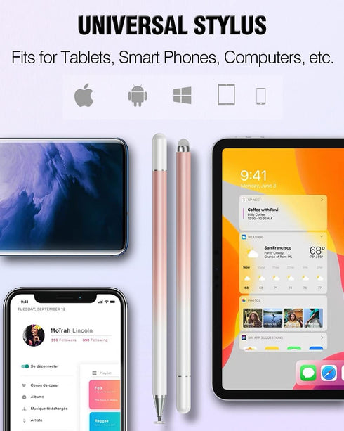 Stylus Pen for Touchscreen, 2 in 1 Stylists Pens Compatible with All Touch Screens Devices, Tablets, iPhone, iPad, Android, Computer, Laptop, Fine...