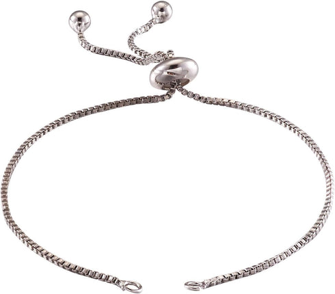 FASHEWELRY 20 Strands Adjustable Brass Bracelet Slider Extender Chains with Rhinestone Ends 8-5/8"(22cm) Real Rose Platinum Plated for DIY Jewelry...