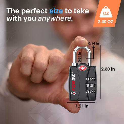 Forge TSA Approved Locks, Luggage Locks TSA Approved for School,Gym, Suitcase,Baggage, Locker. Open Alert Indicator, Easy Read Dials, Alloy Body T...