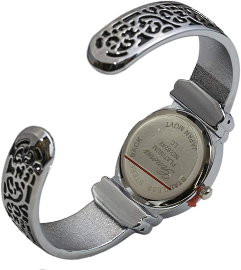 Geneva Womens Oxidized Scroll Design Hinged Fashion Cuff Watch White Dial W9132...