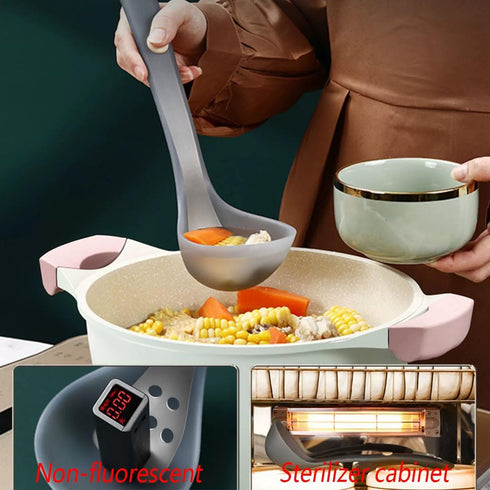SiXi SS kitchen Silicone Soup Ladle,Heat Resistant,Non-stick Seamless Rubber Deep Serving Spoon for Soups, Stews, Dressings, and More -Clear 1pcs...
