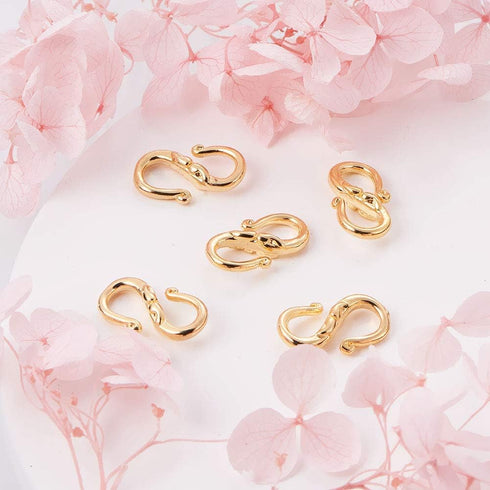 BENECREAT 10 PCS 18K Real Gold Plated S-Hook Clasps Necklace Clasp Jewelry Findings for DIY Jewelry Making...
