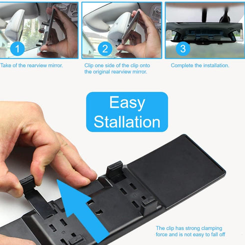Car Rearview Mirror 12 Inch HD Glass Anti Glare Clip On Panoramic Wide Angle Car Interior Rear View Mirror Accessories for Car SUV Trucks (Blue)...