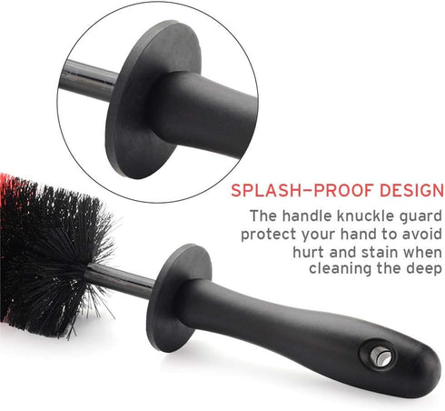 Wheel Rim Brush, Soft Bristle Long Master Car Wheel Brush Rim Tire Detailing Brush Car Washing Brush for Wheels Rims Exhaust Tips Vehicle Engine M...