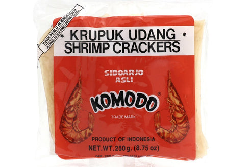 Komodo Krupuk Udang (Shrimp Crackers Large Disks Not Yet Fried) - Komodo Kroepoek Ongebakken Grote Schijven 8 Oz -227gm (Pack of 1)...