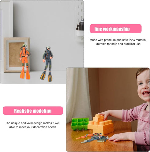 Diver with Hose Scuba Steve Toy Squid Fish Tank Action Figure Divers: 2PCS Scale Model Sea Animals Scuba Diver Toy Swimmers Diver Figures...