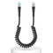 Coiled USB-C to Lightning Cable, Apple Carplay Compatible & MFi Certified, Car USB C Lightning Cable with Data Transmission and LED, iPhone Retrac...