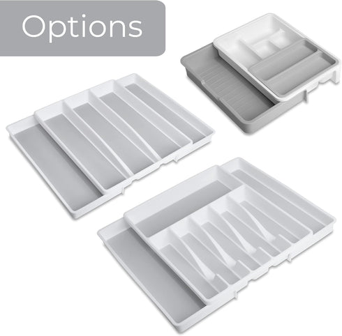 Smart Design Expandable 5 Compartment Plastic Drawer Organizer - Non-Slip Lining and Feet - BPA Free - Utensils, Flatware, Office, Personal Care, ...