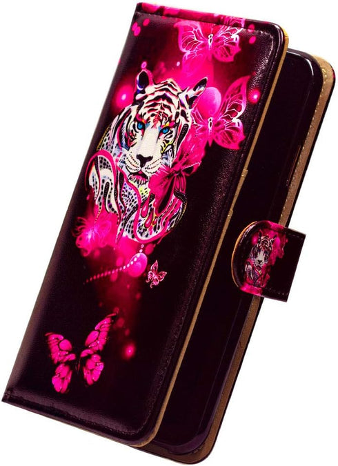 Case for Galaxy A42 5G, White Tiger Butterfly Leather Flip Phone Case Wallet Cover with Card Slot Holder Kickstand for Samsung Galaxy A42 5G 2021...