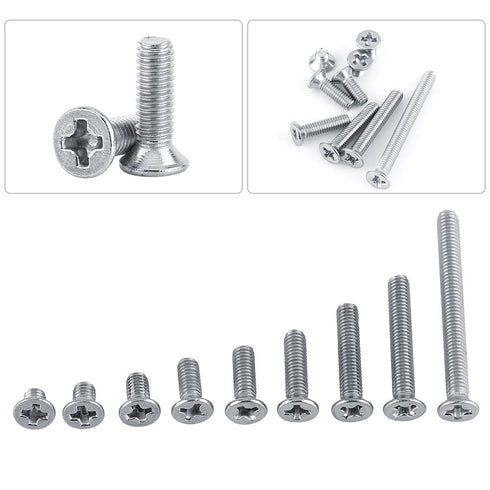 100Pcs/Bag M3 Machine Screws,9Types M3 Flat Head Stainless Steel SS304 Machine Countersunk Screw Bolt Fastener(M3x5)...