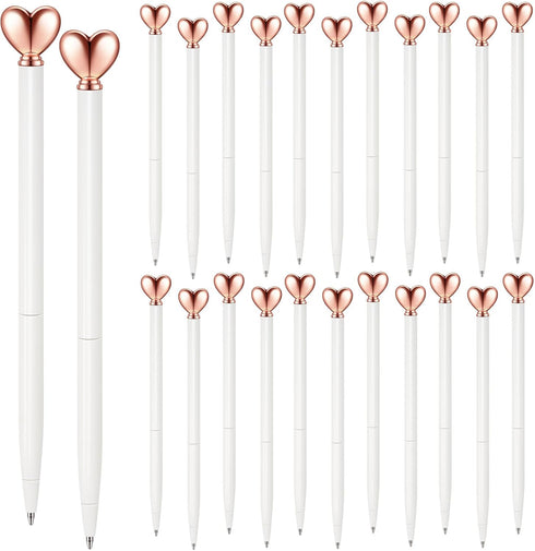 Thenshop 24 Pcs Heart Shaped Pens Retractable Metal Cute Pens 1.0 mm Black Ink Ballpoint Decorative Pens Engagement Gifts for Women School Office ...